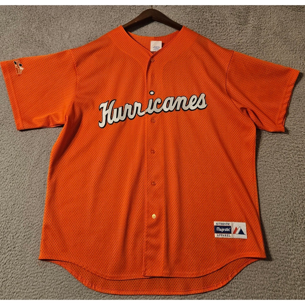 Vintage Hurricanes Script Majestic Orange Mesh Baseball Jersey #41 Men's Size XL
